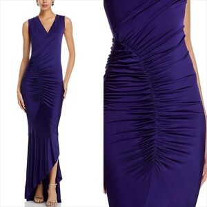 Chiara boni Iceland slinky faux wrap gown ink purple